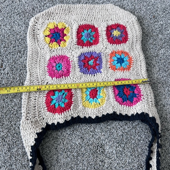 Granny Square Purse Boho Crochet Tote Bag No-Stretch Straps Cream - Picture 8 of 9